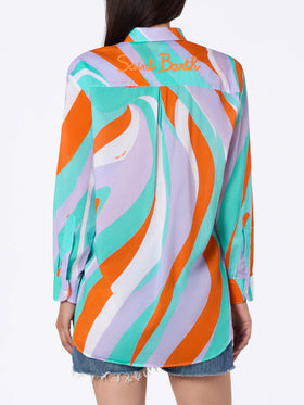 Woman cotton shirt Brigitte with shape wave print - MC2 Saint Barth