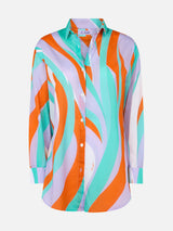 Woman cotton shirt Brigitte with shape wave print