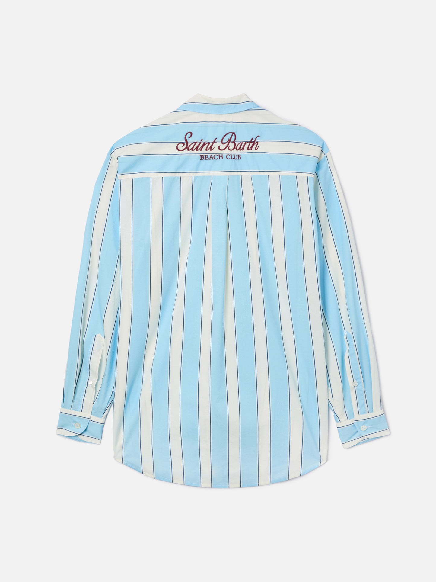 Camicia Brigitte in cotone a righe azzurre con ricamo Sport Club