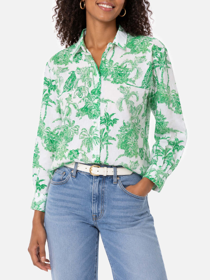 Brigitte green toile de jouy cotton shirt