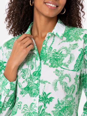 Camisa de algodón Brigitte verde toile de jouy 