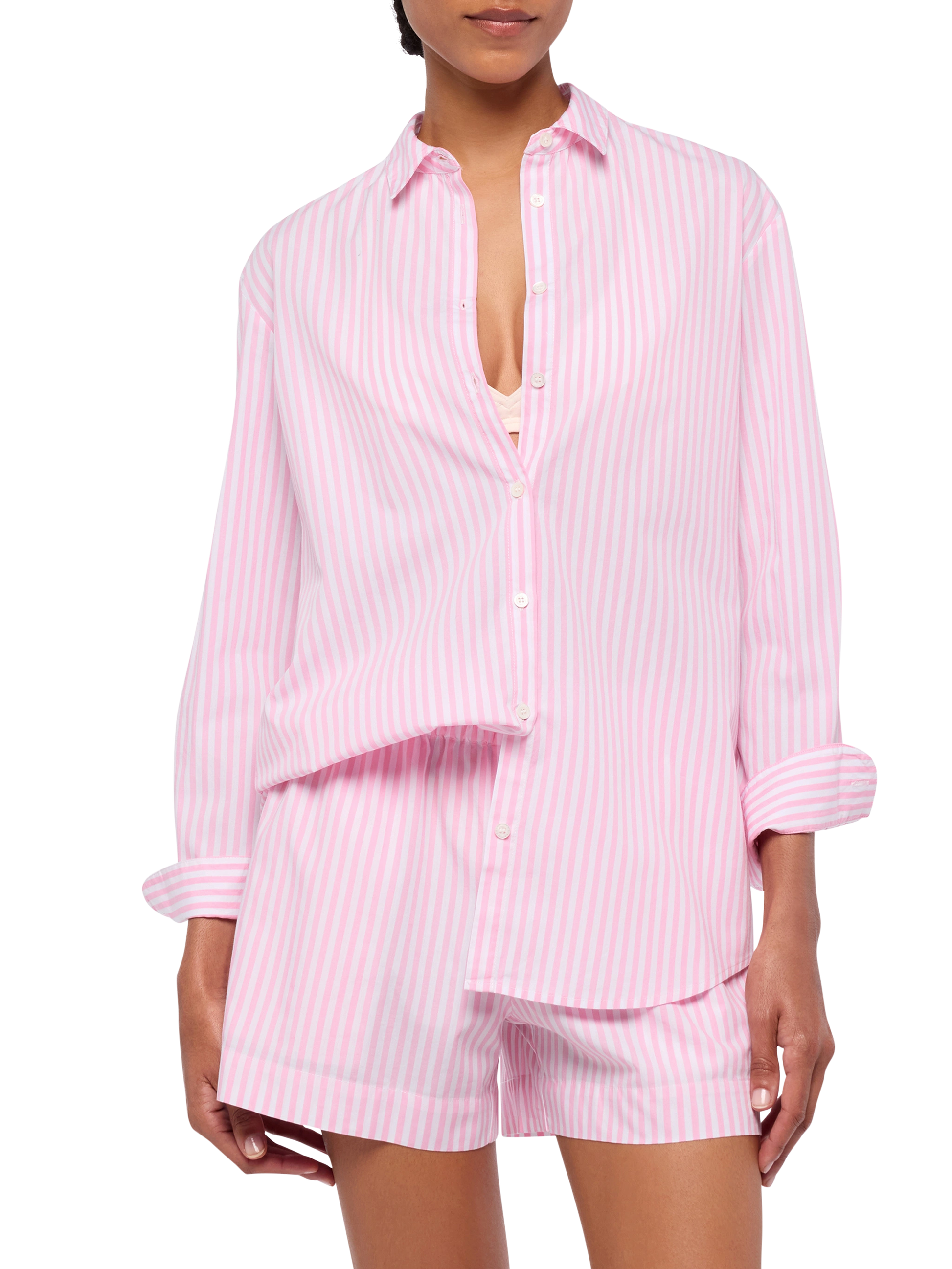 Brigitte striped-print cotton shirt with Saint Barth beach club embroidery - MC2 Saint Barth