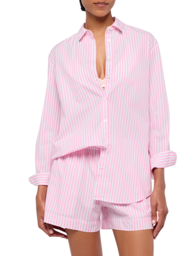 Brigitte striped-print cotton shirt with Saint Barth beach club embroidery - MC2 Saint Barth