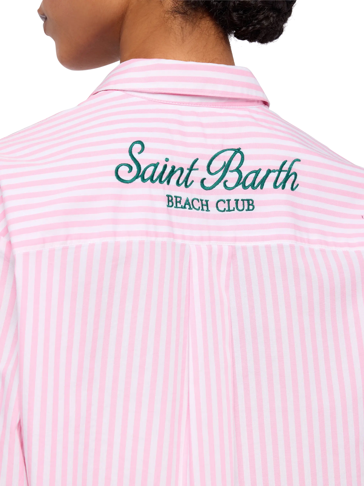 Brigitte striped-print cotton shirt with Saint Barth beach club embroidery - MC2 Saint Barth