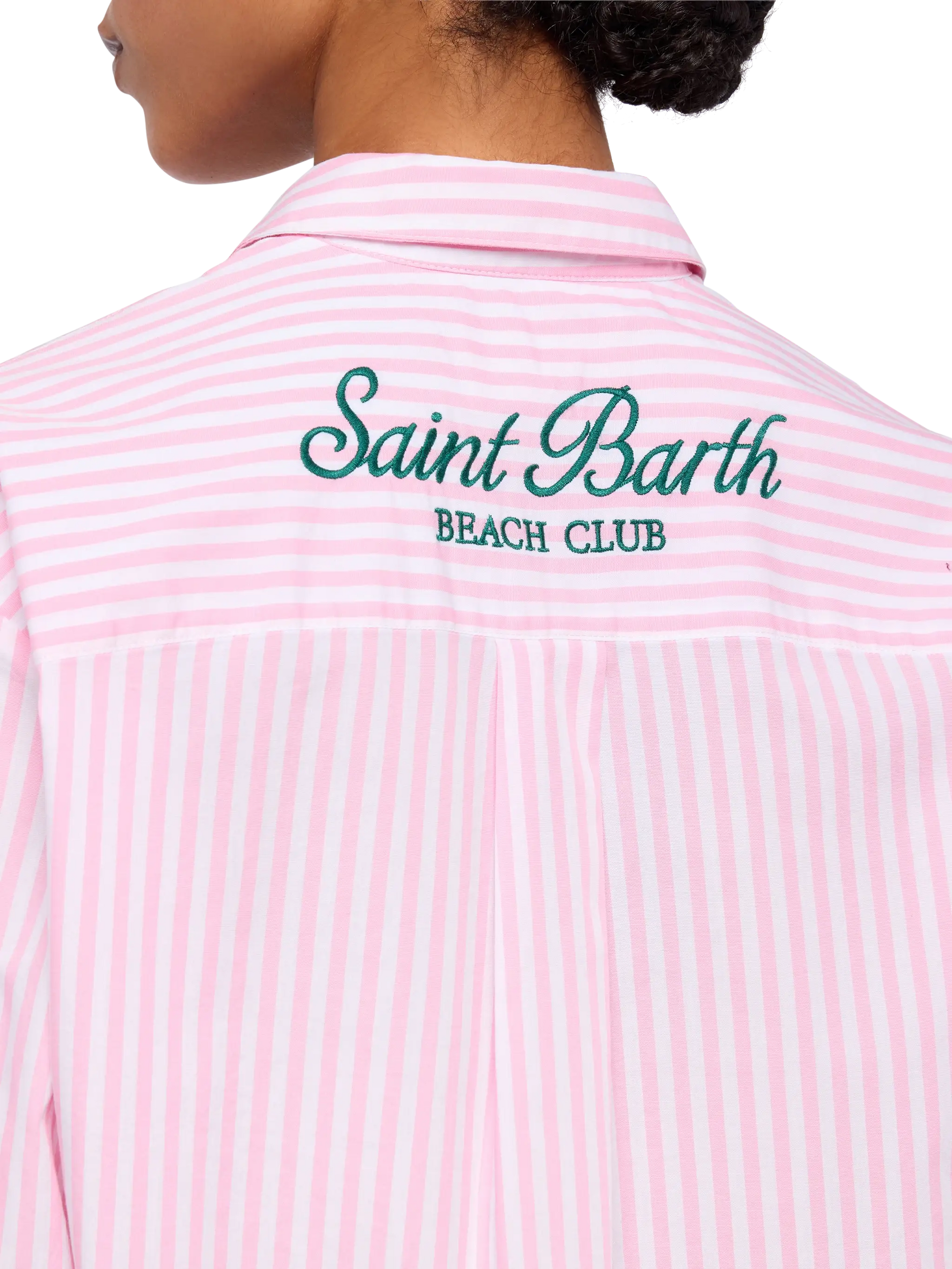 Brigitte striped-print cotton shirt with Saint Barth beach club embroidery - MC2 Saint Barth