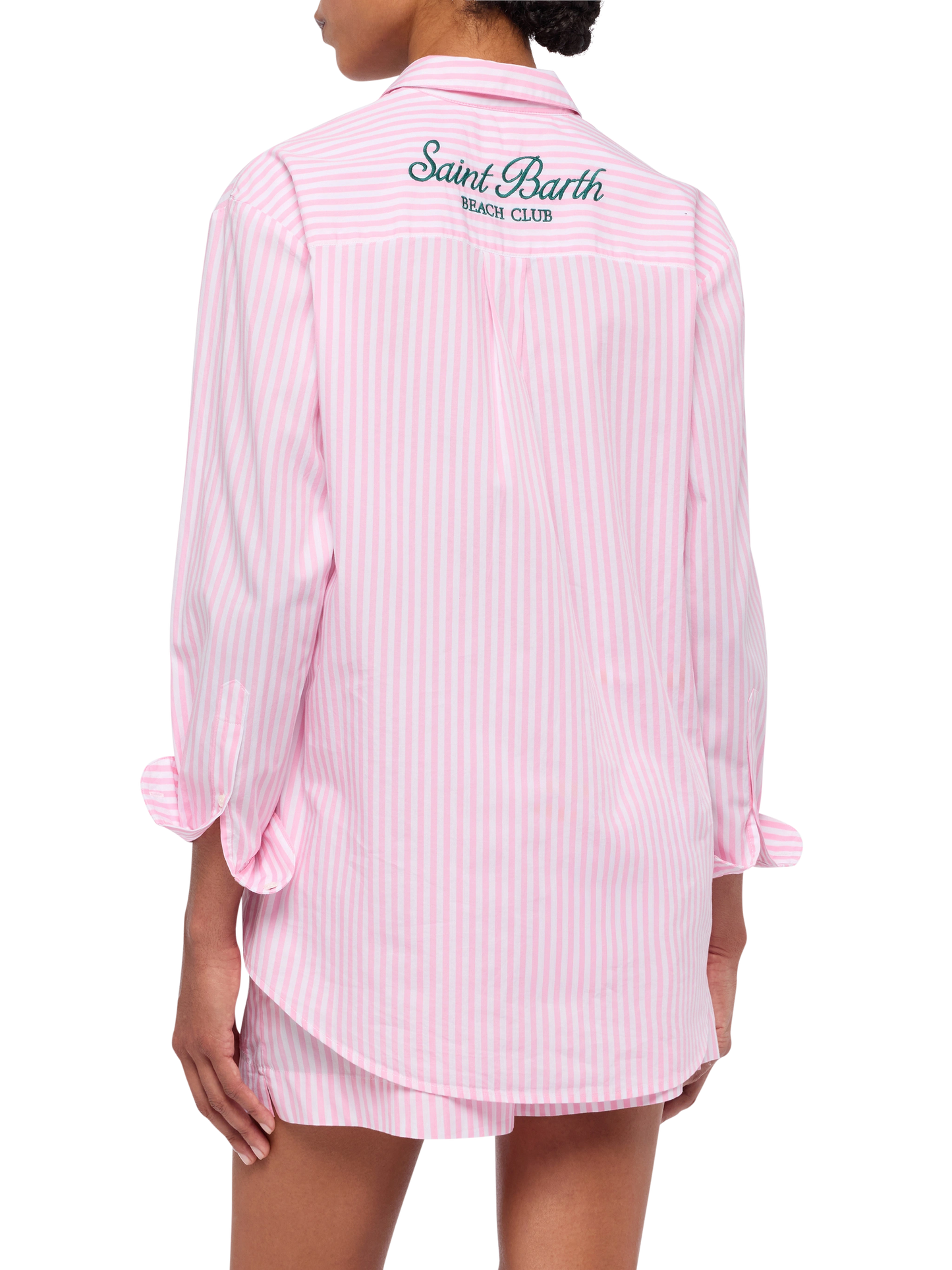 Brigitte striped-print cotton shirt with Saint Barth beach club embroidery - MC2 Saint Barth