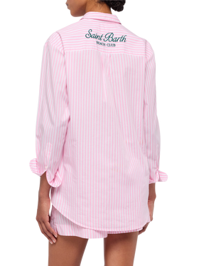 Brigitte striped-print cotton shirt with Saint Barth beach club embroidery - MC2 Saint Barth