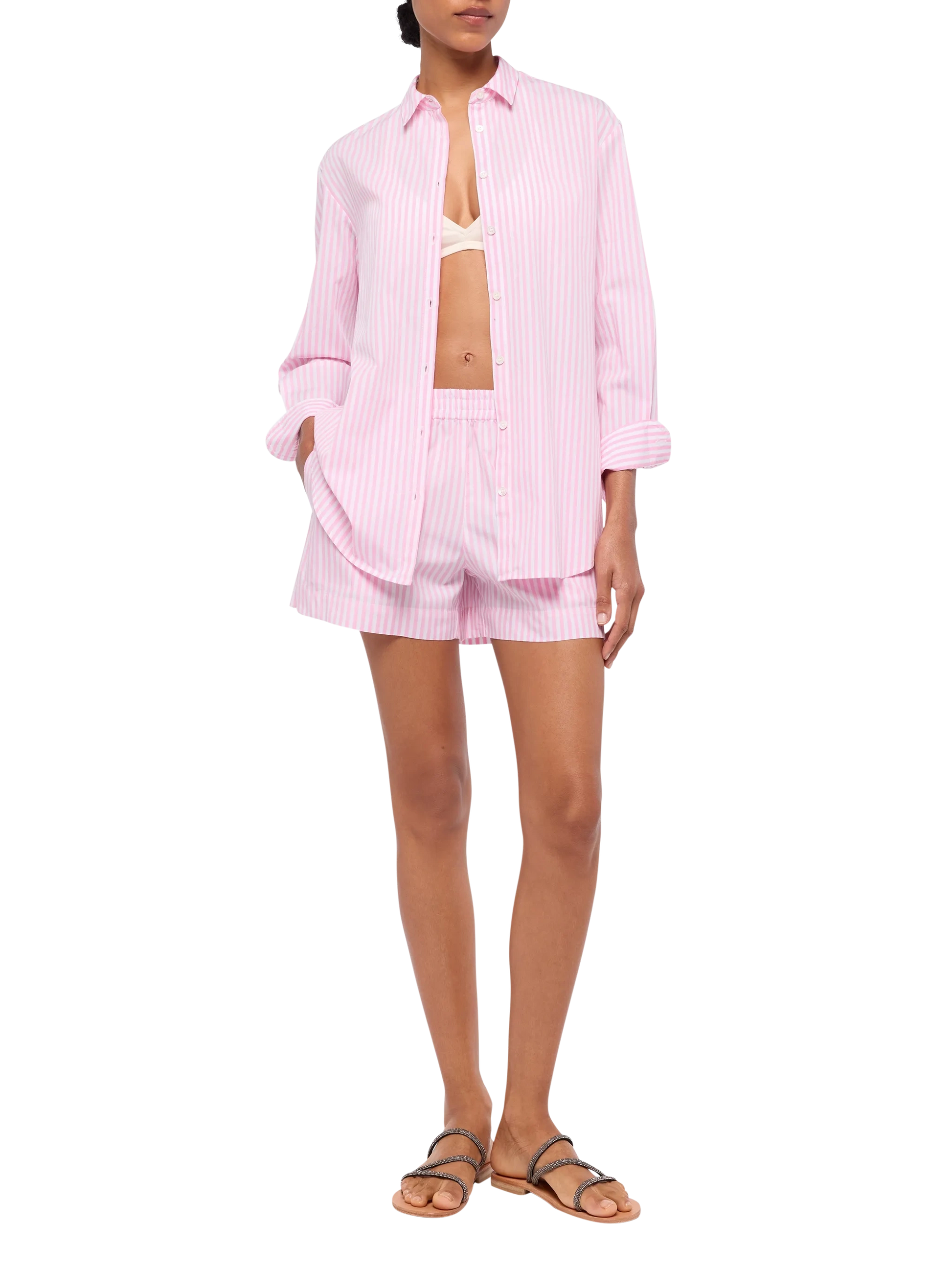 Brigitte striped-print cotton shirt with Saint Barth beach club embroidery - MC2 Saint Barth