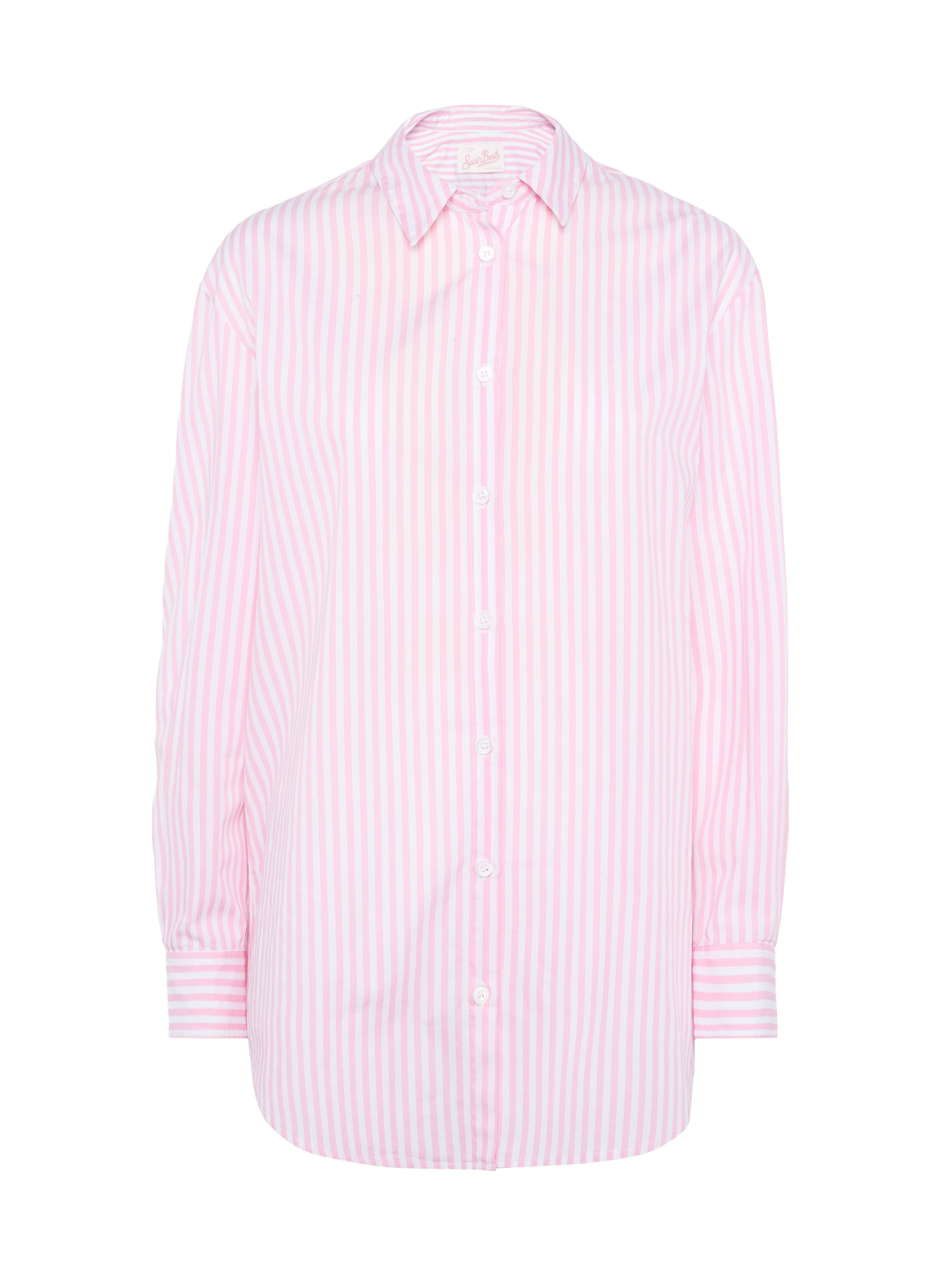 Brigitte striped-print cotton shirt with Saint Barth beach club embroidery - MC2 Saint Barth