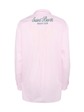 Brigitte striped-print cotton shirt with Saint Barth beach club embroidery - MC2 Saint Barth