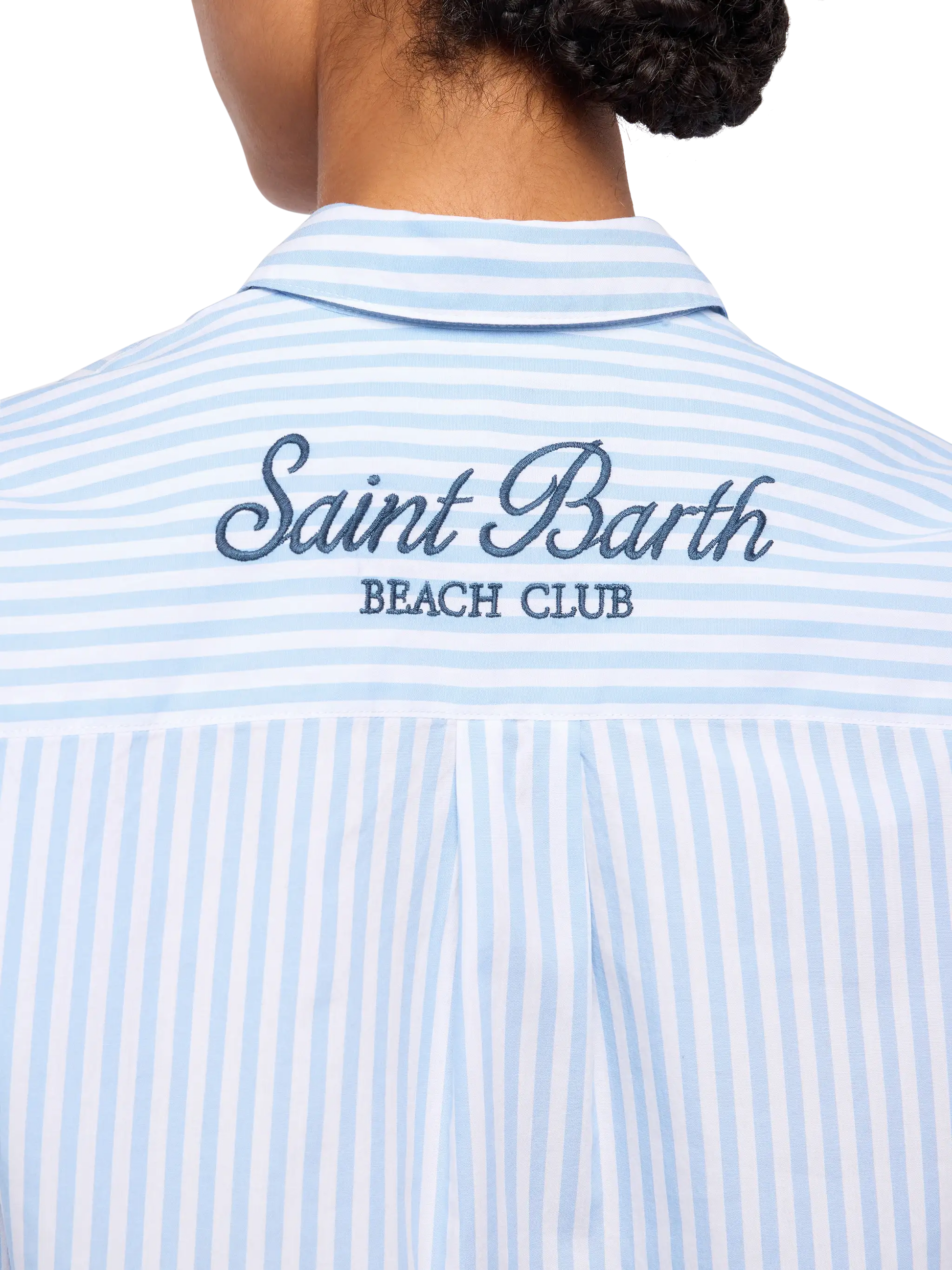 Brigitte striped-print cotton shirt with Saint Barth beach club embroidery - MC2 Saint Barth