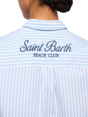 Brigitte striped-print cotton shirt with Saint Barth beach club embroidery - MC2 Saint Barth