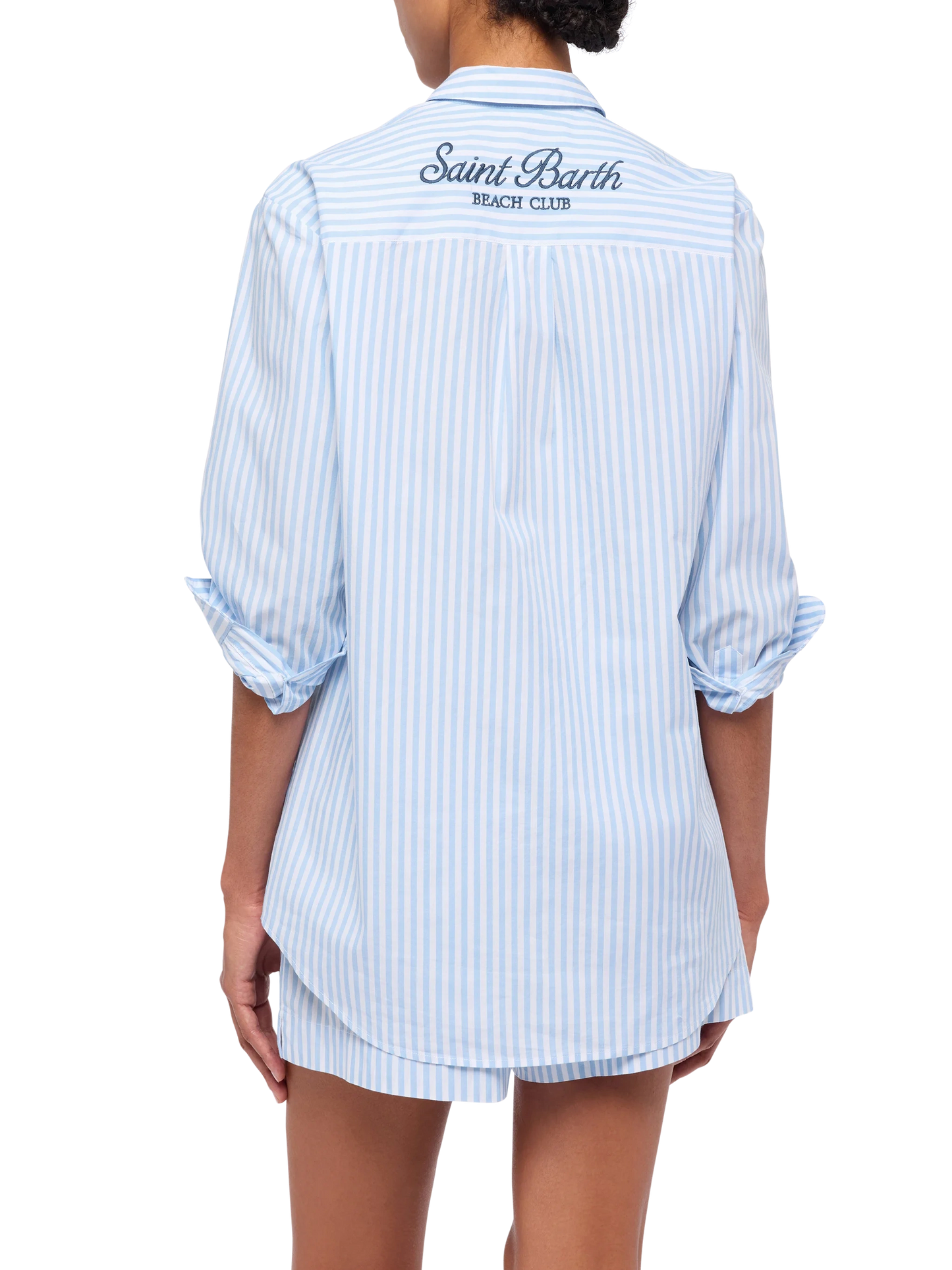 Brigitte striped-print cotton shirt with Saint Barth beach club embroidery - MC2 Saint Barth