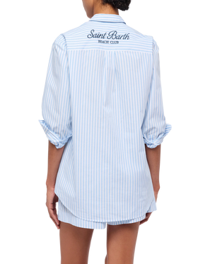 Brigitte striped-print cotton shirt with Saint Barth beach club embroidery - MC2 Saint Barth