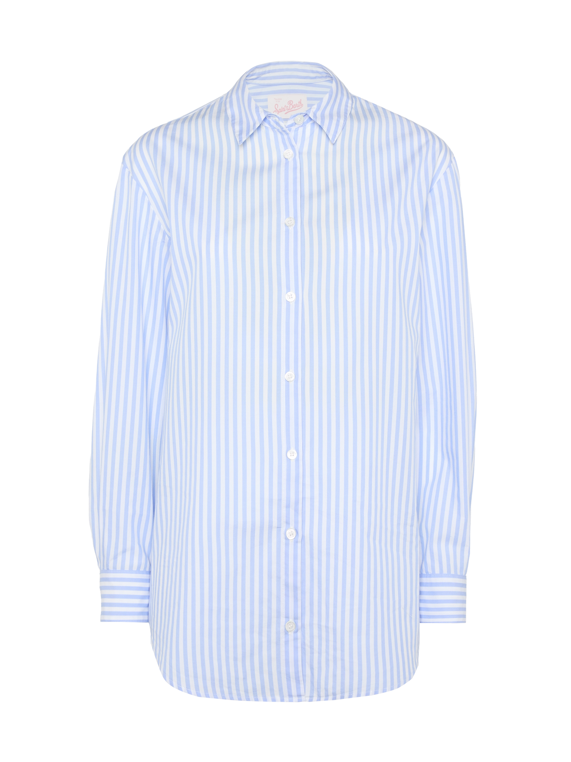 Brigitte striped-print cotton shirt with Saint Barth beach club embroidery - MC2 Saint Barth