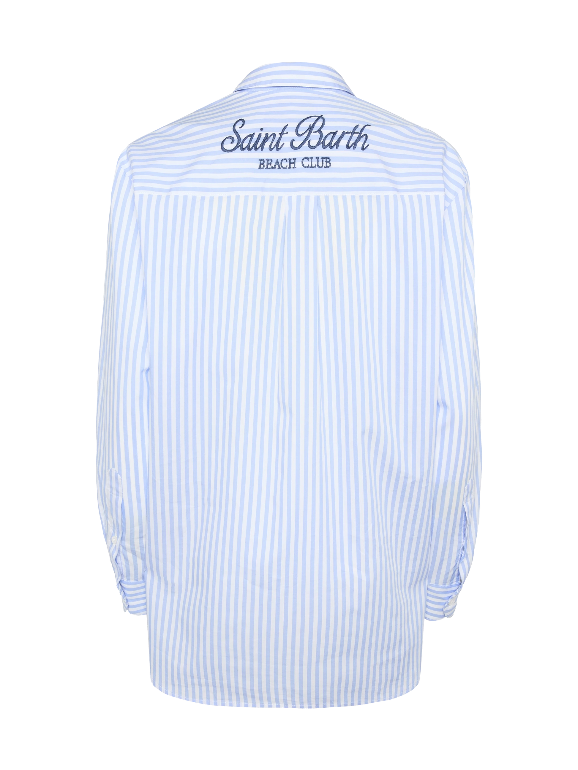 Brigitte striped-print cotton shirt with Saint Barth beach club embroidery - MC2 Saint Barth