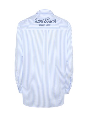 Brigitte striped-print cotton shirt with Saint Barth beach club embroidery - MC2 Saint Barth