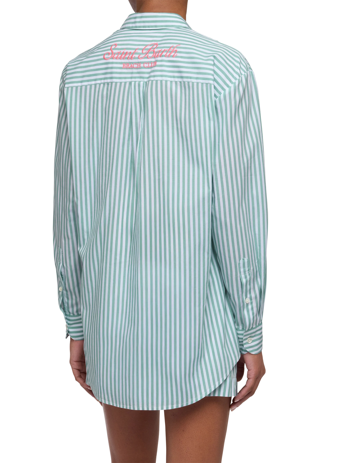 Brigitte striped-print cotton shirt with Saint Barth beach club embroidery - MC2 Saint Barth