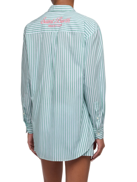 Brigitte striped-print cotton shirt with Saint Barth beach club embroidery - MC2 Saint Barth