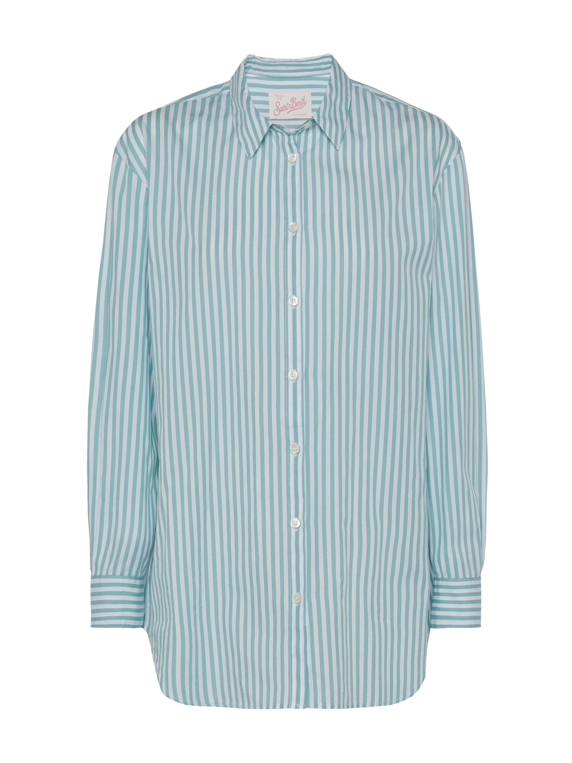 Brigitte striped-print cotton shirt with Saint Barth beach club embroidery - MC2 Saint Barth
