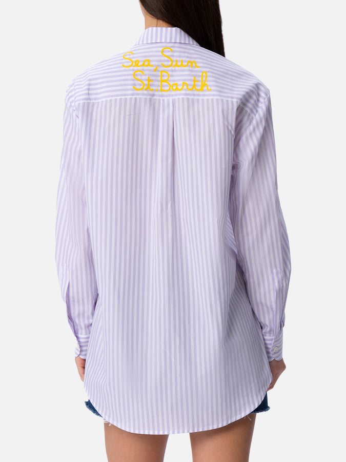 Mc2 Saint Barth Camicia over da donna Brigitte in cotone stampa righe