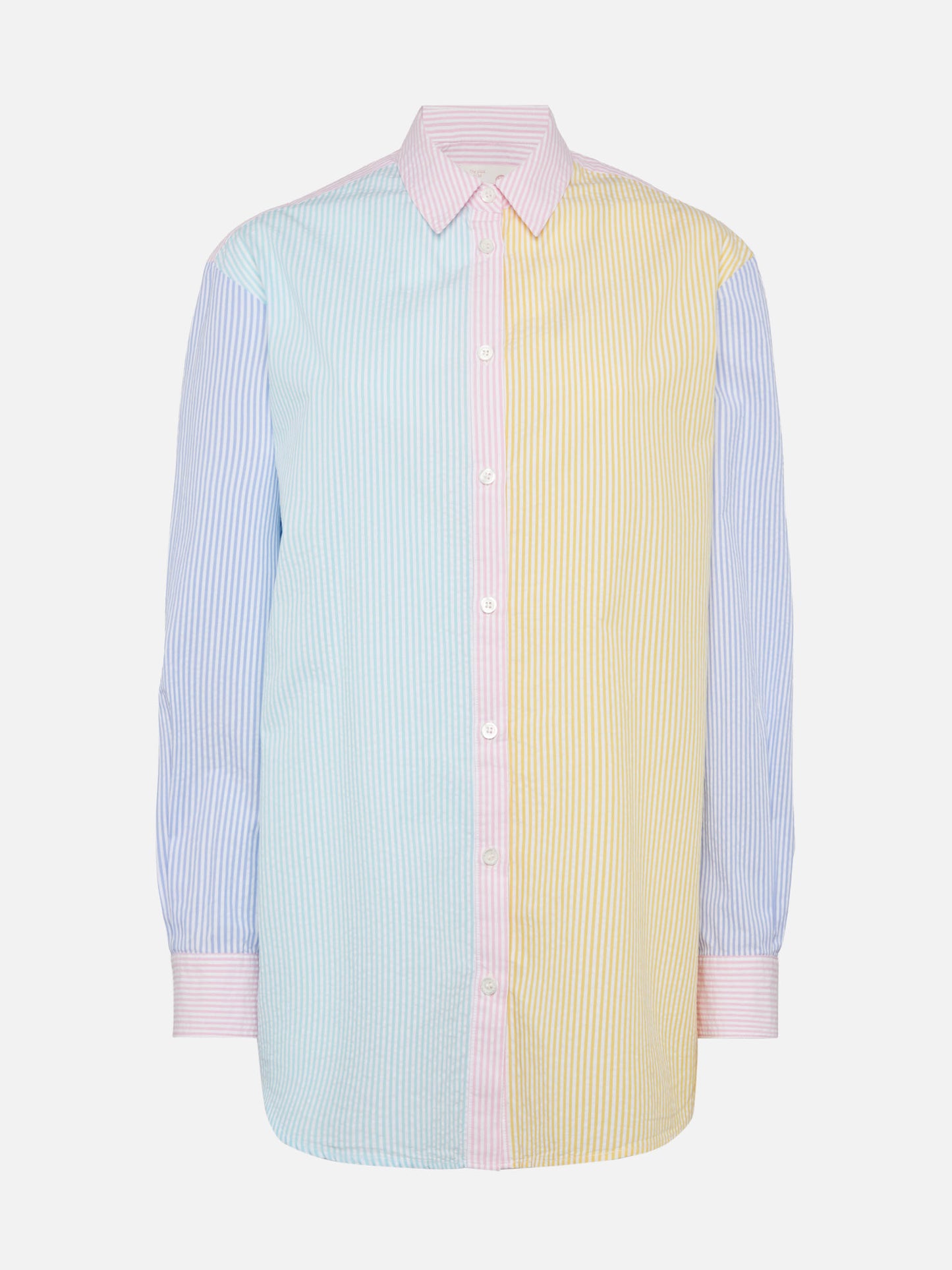 Brigitte striped-print seersucker shirt with Saint Barth embroidery