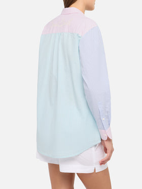 Brigitte striped-print seersucker shirt with Saint Barth embroidery