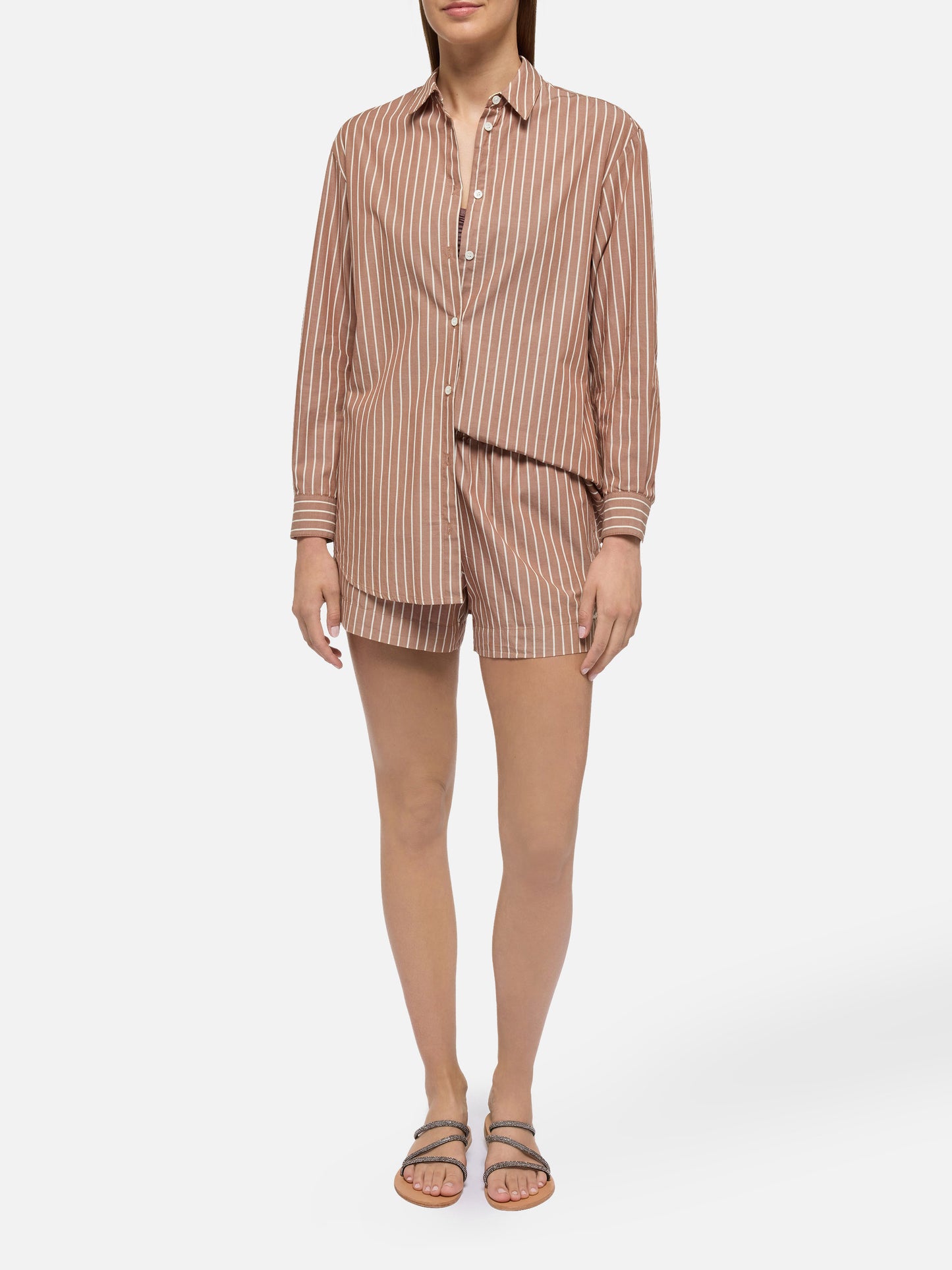 Brigitte striped-print cotton shirt with Saint Barth beach club embroidery - MC2 Saint Barth