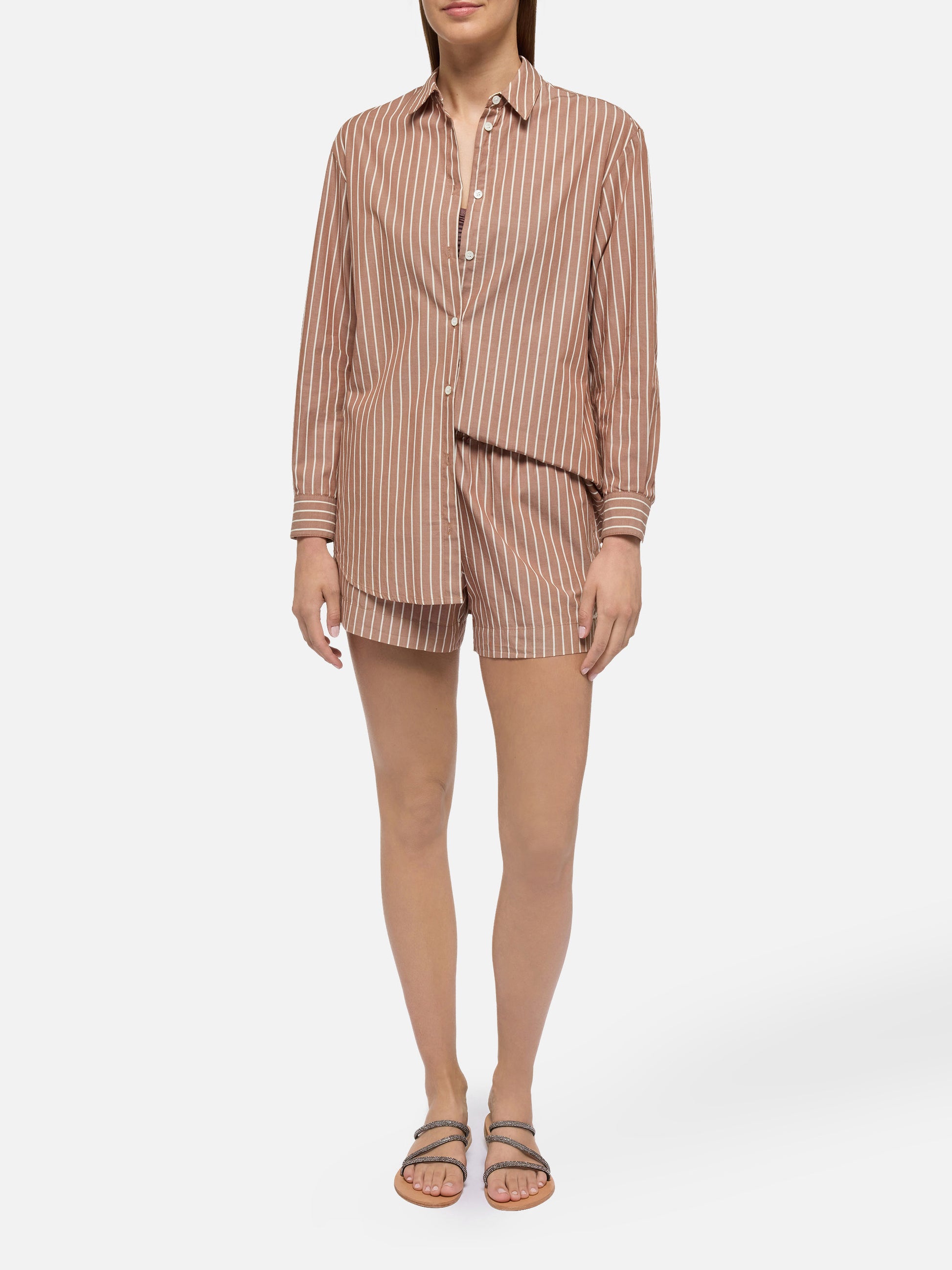 Brigitte striped-print cotton shirt with Saint Barth beach club embroidery - MC2 Saint Barth