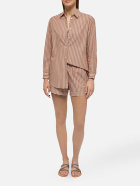 Brigitte striped-print cotton shirt with Saint Barth beach club embroidery - MC2 Saint Barth