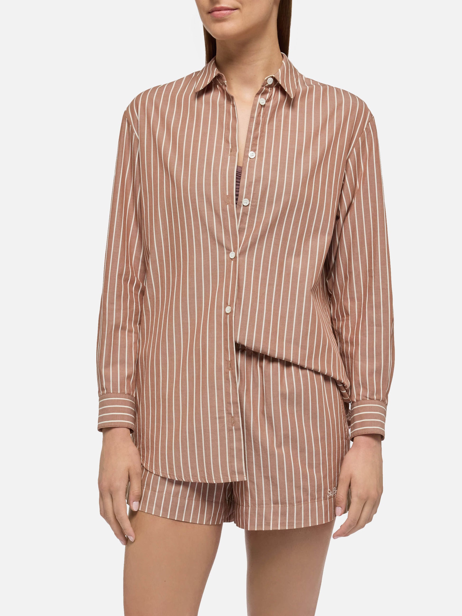 Brigitte striped-print cotton shirt with Saint Barth beach club embroidery - MC2 Saint Barth