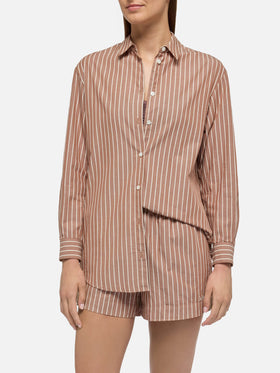 Brigitte striped-print cotton shirt with Saint Barth beach club embroidery - MC2 Saint Barth