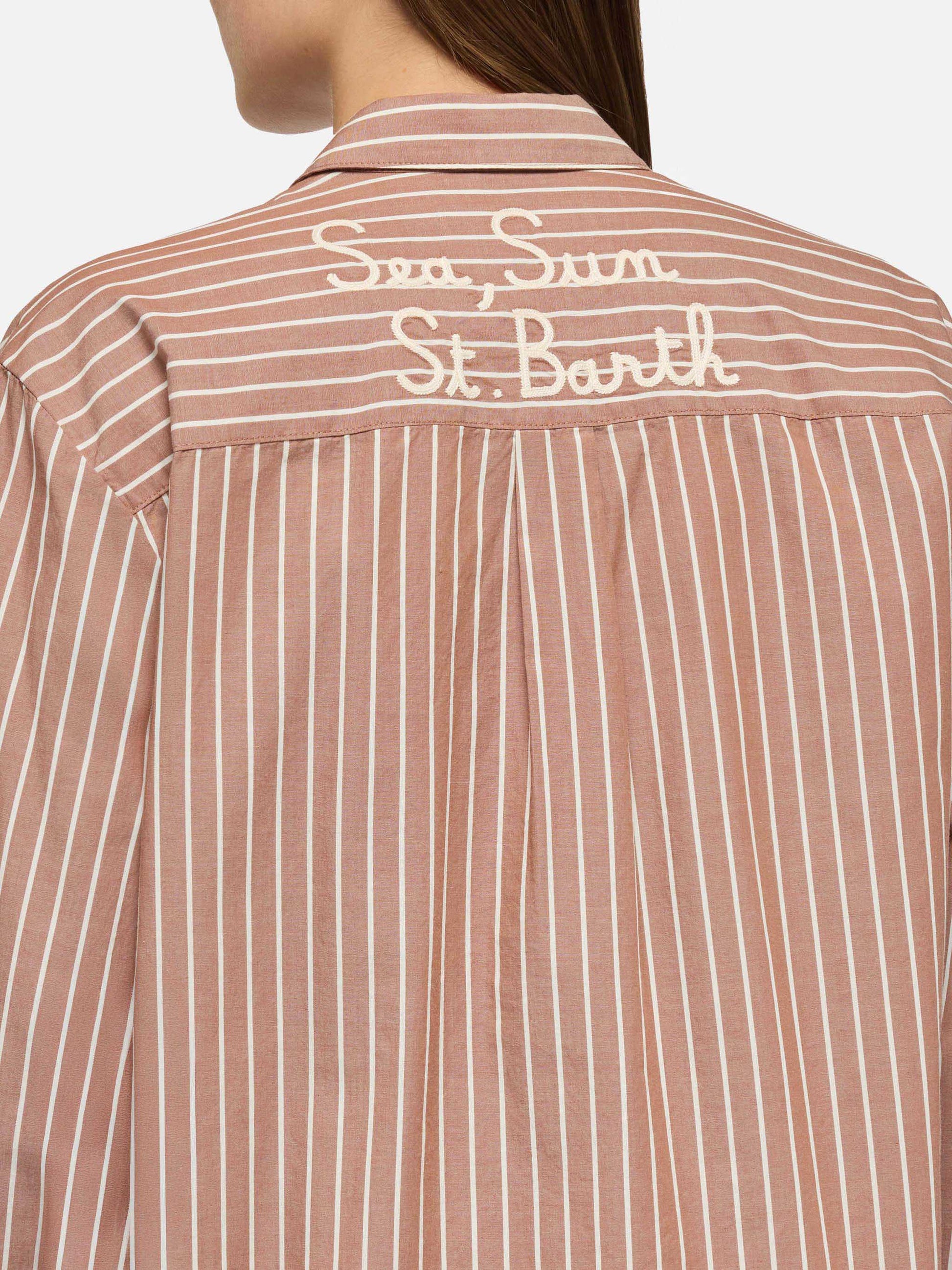 Brigitte striped-print cotton shirt with Saint Barth beach club embroidery - MC2 Saint Barth