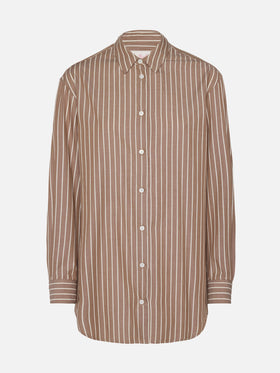 Brigitte Baumwollhemd mit Streifenmuster und dem Aufdruck „Meer, Sonne St. Barth“