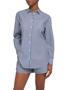 Brigitte striped-print cotton shirt with Saint Barth beach club embroidery - MC2 Saint Barth