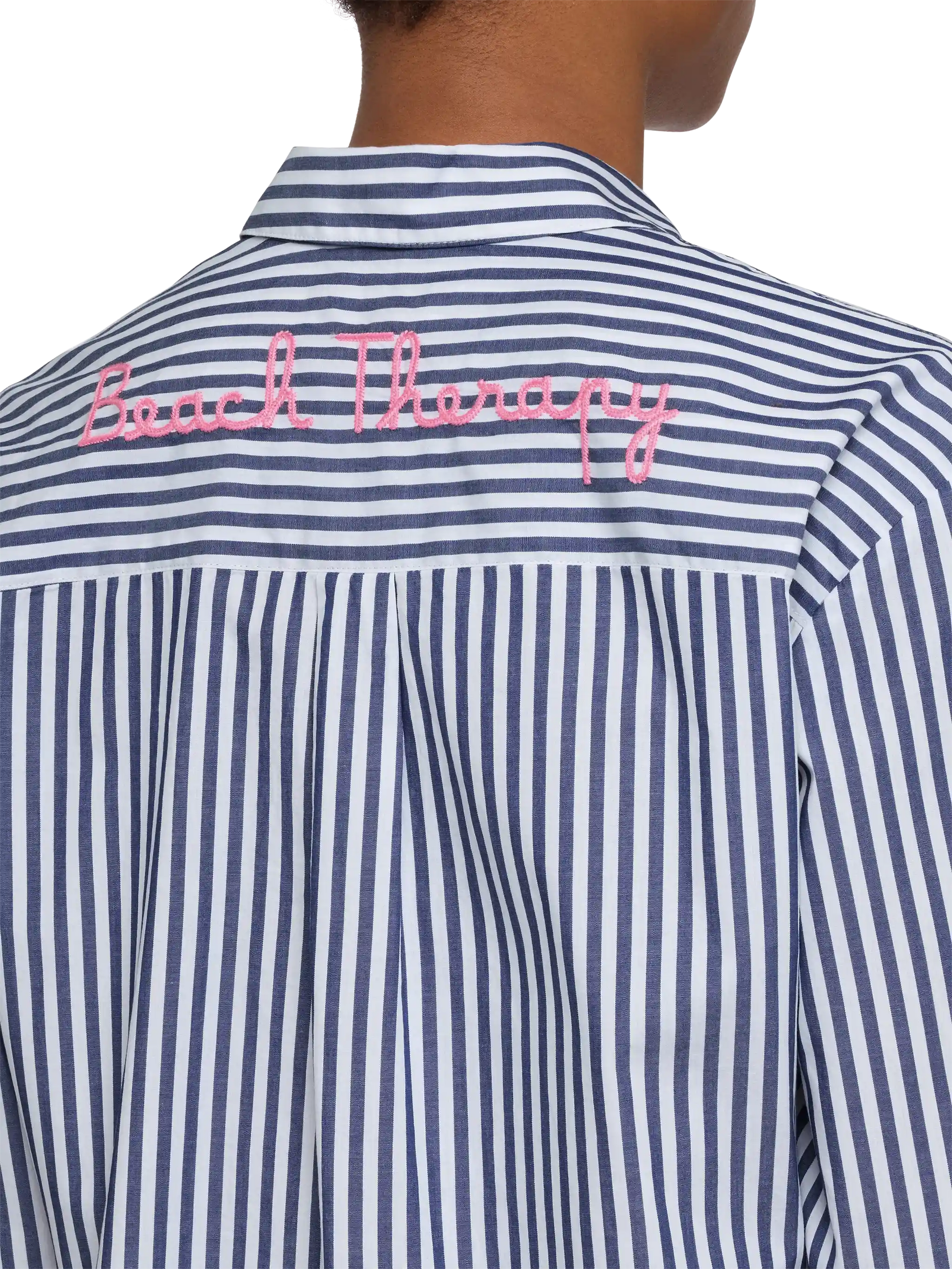 Brigitte striped-print cotton shirt with Saint Barth beach club embroidery - MC2 Saint Barth