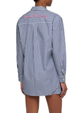 Brigitte striped-print cotton shirt with Saint Barth beach club embroidery - MC2 Saint Barth