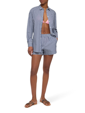Brigitte striped-print cotton shirt with Saint Barth beach club embroidery - MC2 Saint Barth