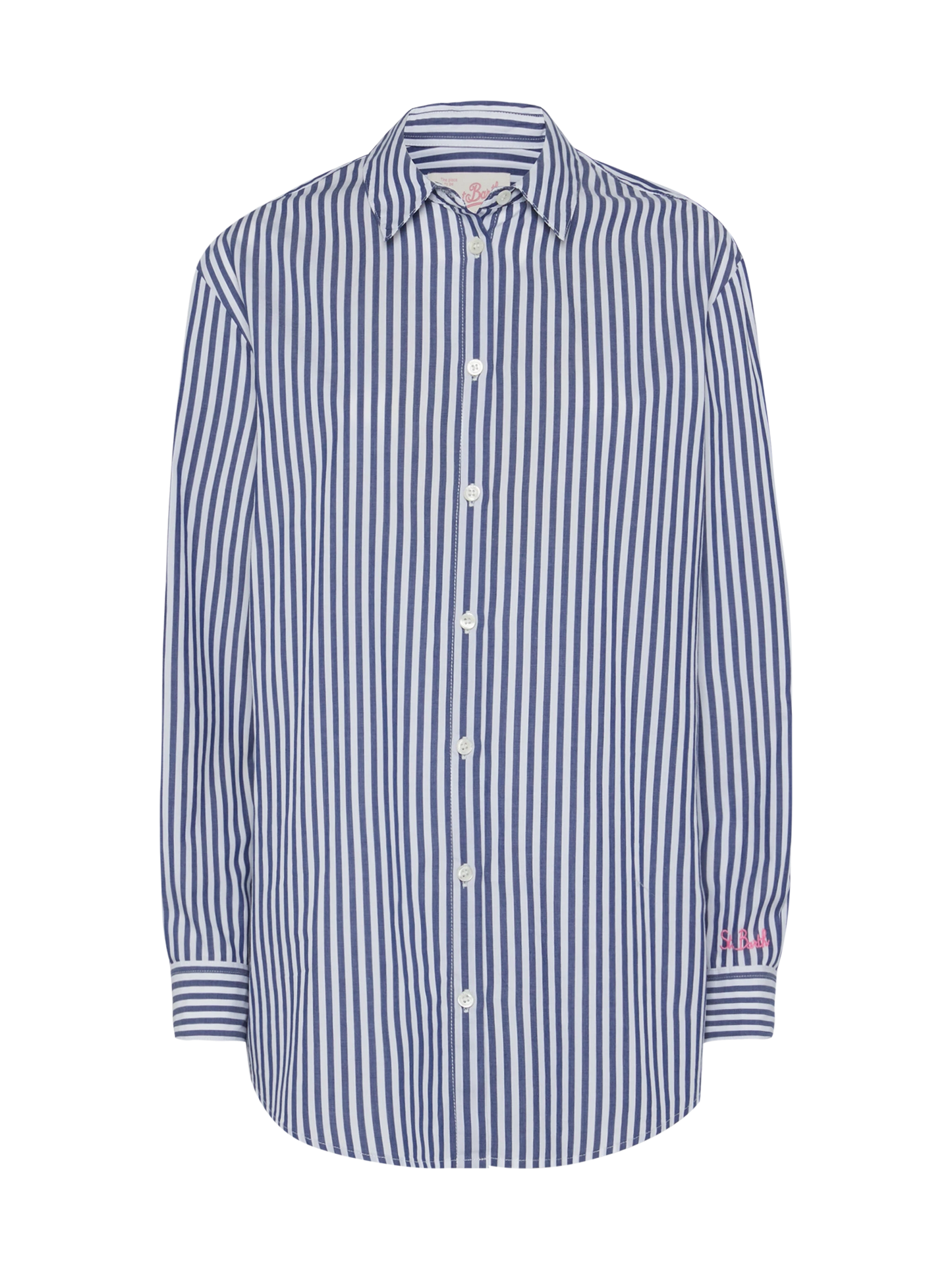 Brigitte striped-print cotton shirt with Saint Barth beach club embroidery - MC2 Saint Barth