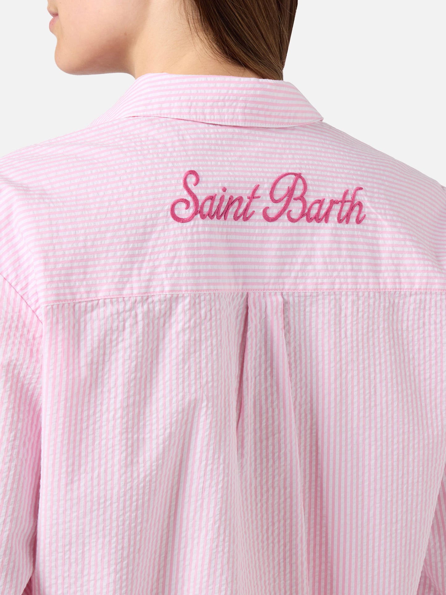 Camicia Brigitte in seersucker a righe rosa
