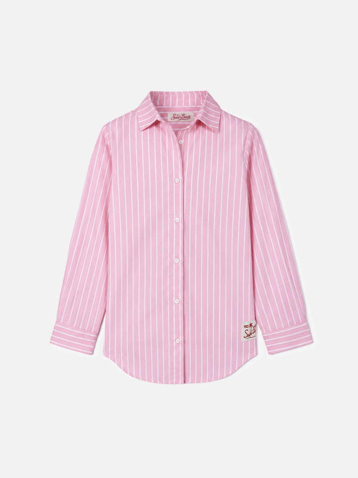 Camicia over da bambina Mini Brigitte in cotone con stampa rigata