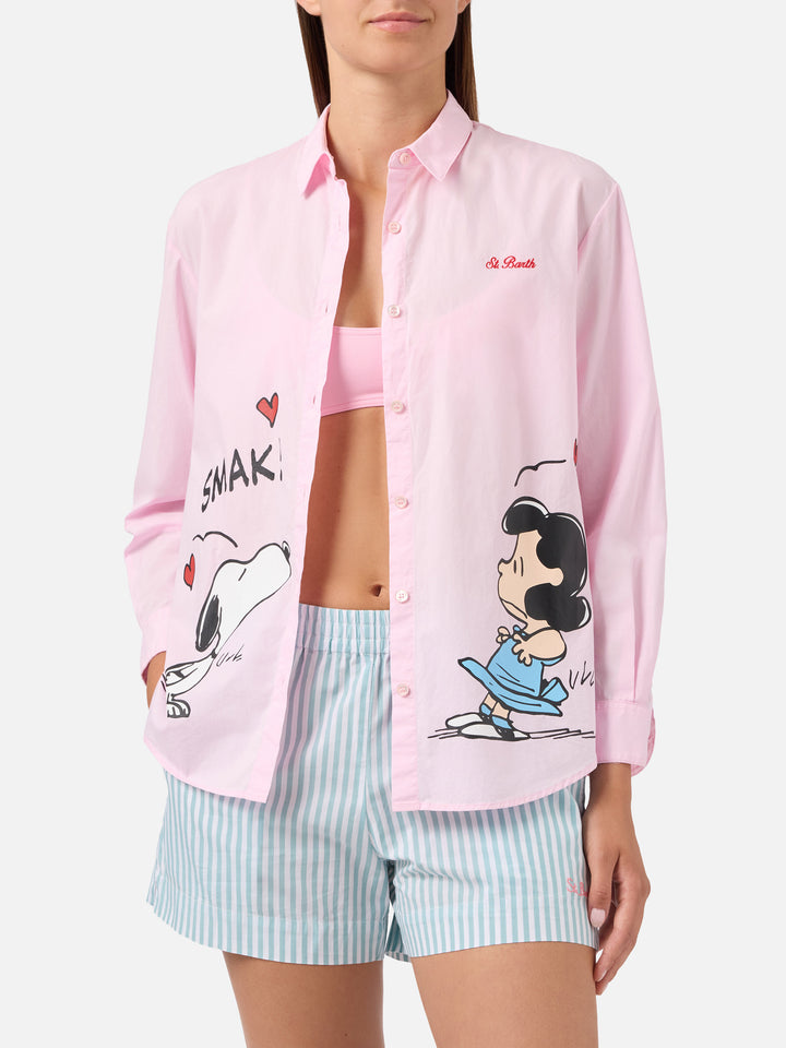 Camisa Brigitte rosa con estampado de Snoopy y Lucy | Edición Especial 