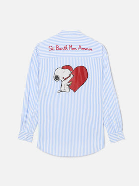 Camicia Brigitte a righe azzurre con stampa Snoopy | Special Edition