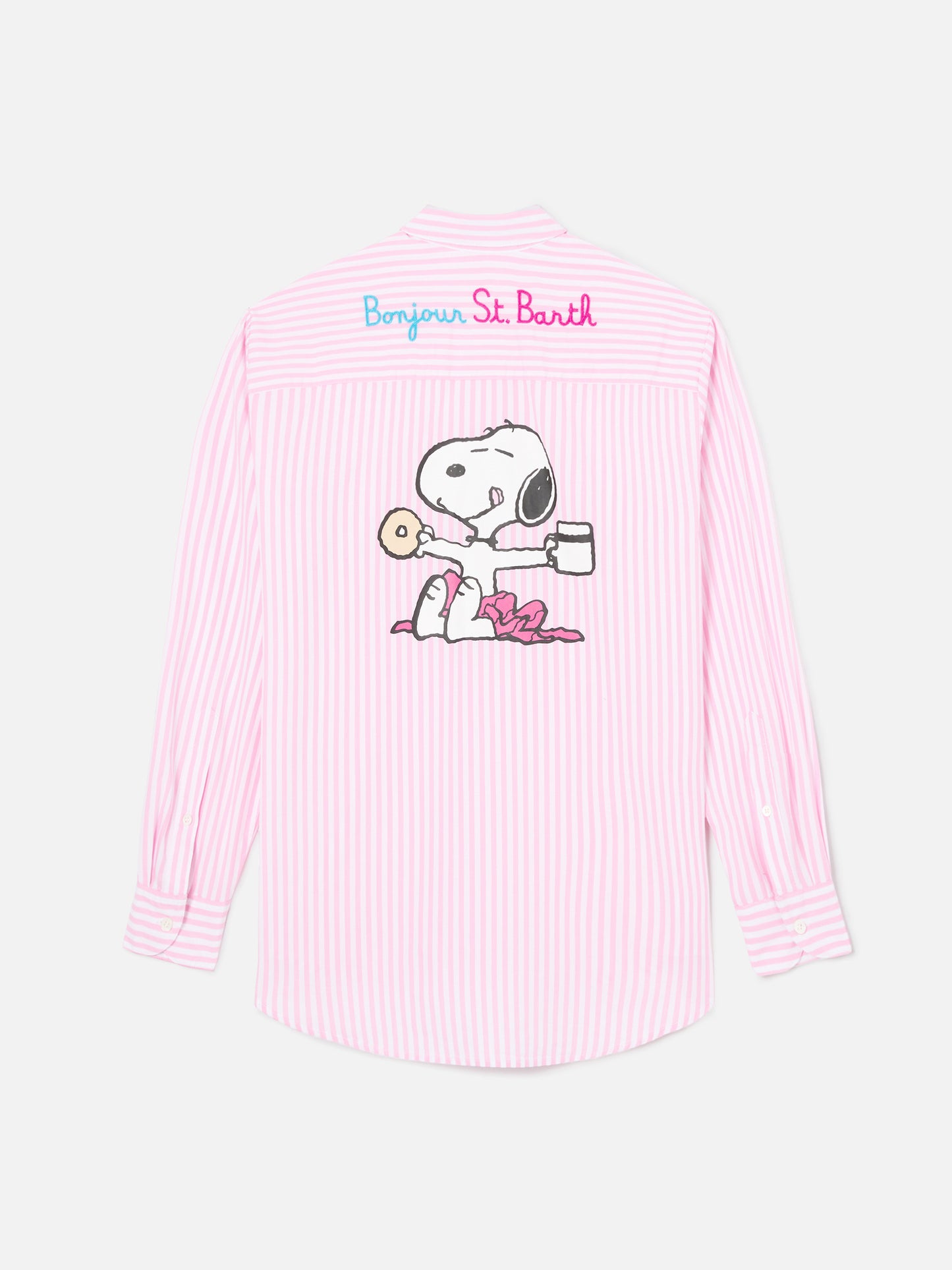 Camicia Brigitte a righe rosa con stampa Snoopy | Special Edition