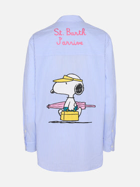 Brigitte gestreiftes Seersucker-Hemd mit Snoopy-Print