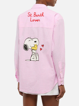 Brigitte striped seersucker shirt with Snoopy print