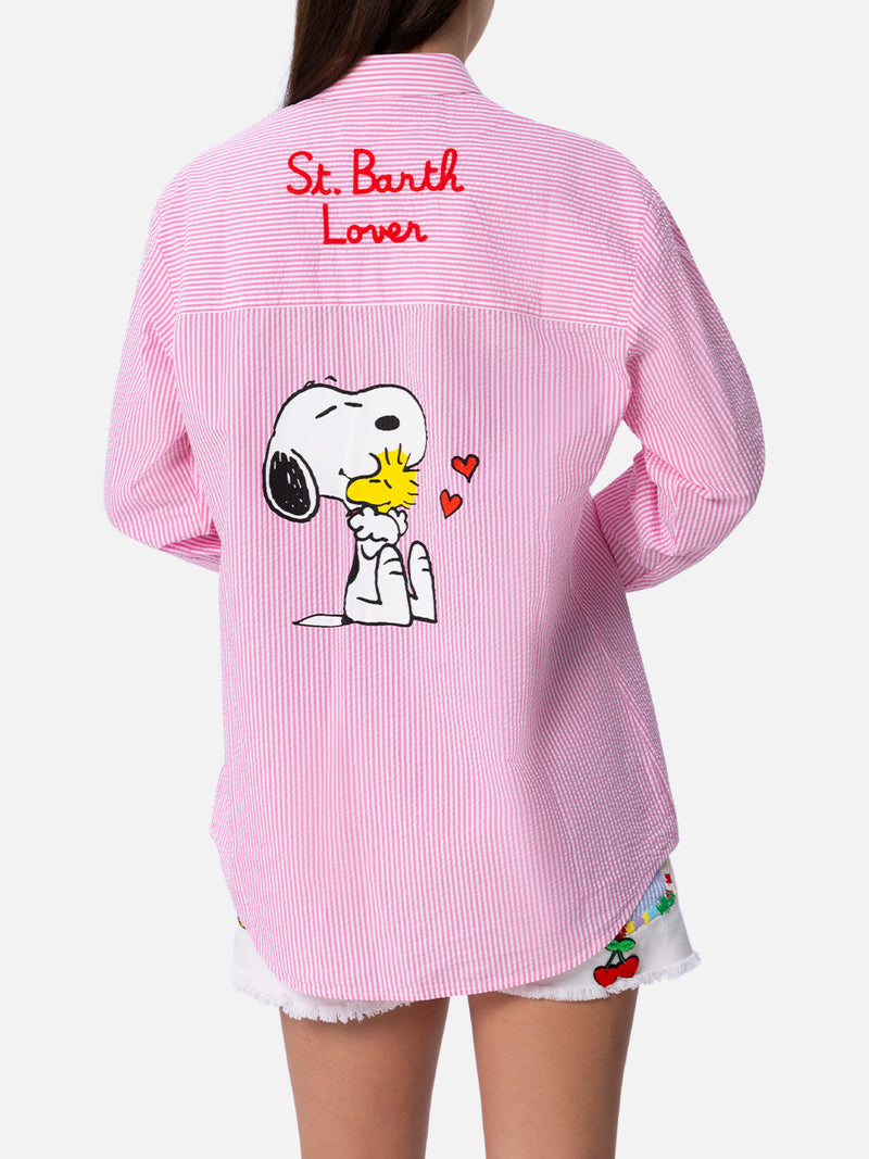 Camicia over da donna in cotone stampa righe Brigitte | EDIZIONE SPECIALE SNOOPY PEANUTS