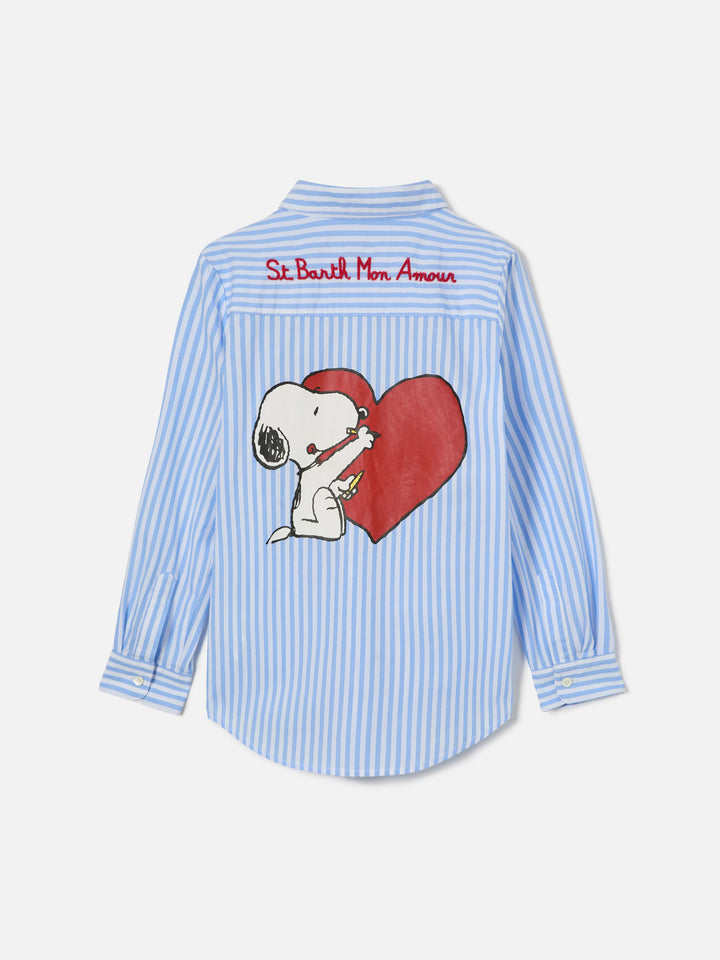 Camicia Mini Brigitte a righe azzurre e ricamo Mon Amour | Special Edition