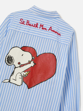 Camicia Mini Brigitte a righe azzurre e ricamo Mon Amour | Special Edition