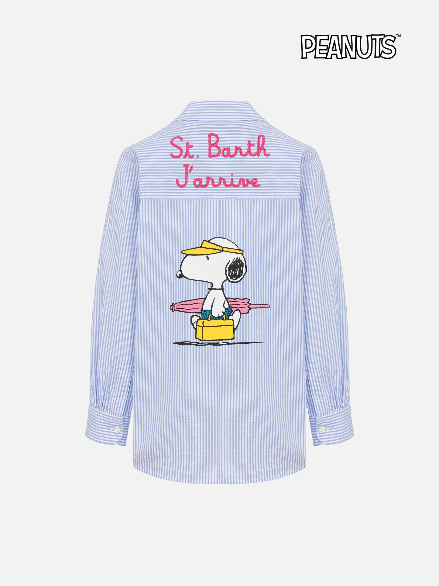 Mini Brigitte light blue striped seersucker shirt with Snoopy print | SNOOPY PEANUTS® SPECIAL EDITION